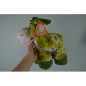 National Entertainment Network Donkey Plush Stuffed Animal Green White Floral